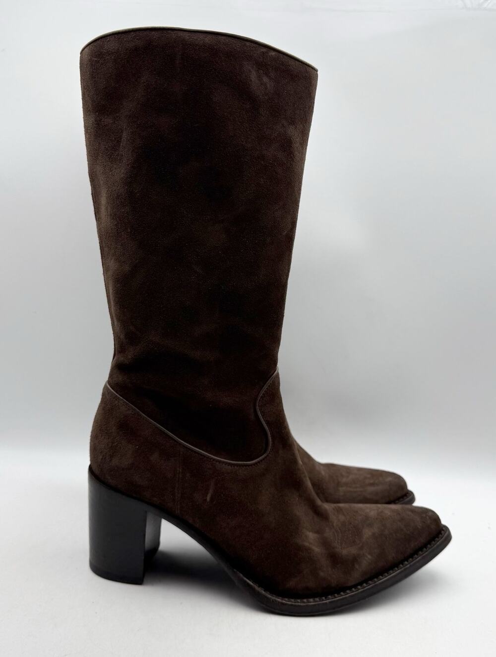 RE/DONE Womens 90s Western Knee High Boots EU 37 US 7 Brown Suede EUC